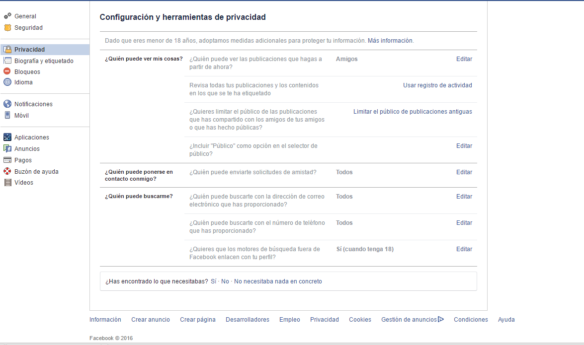 configuracion privacidad